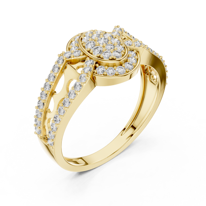 Round Cut Moissanite Diamond Cluster Split Shank Ring - View 4