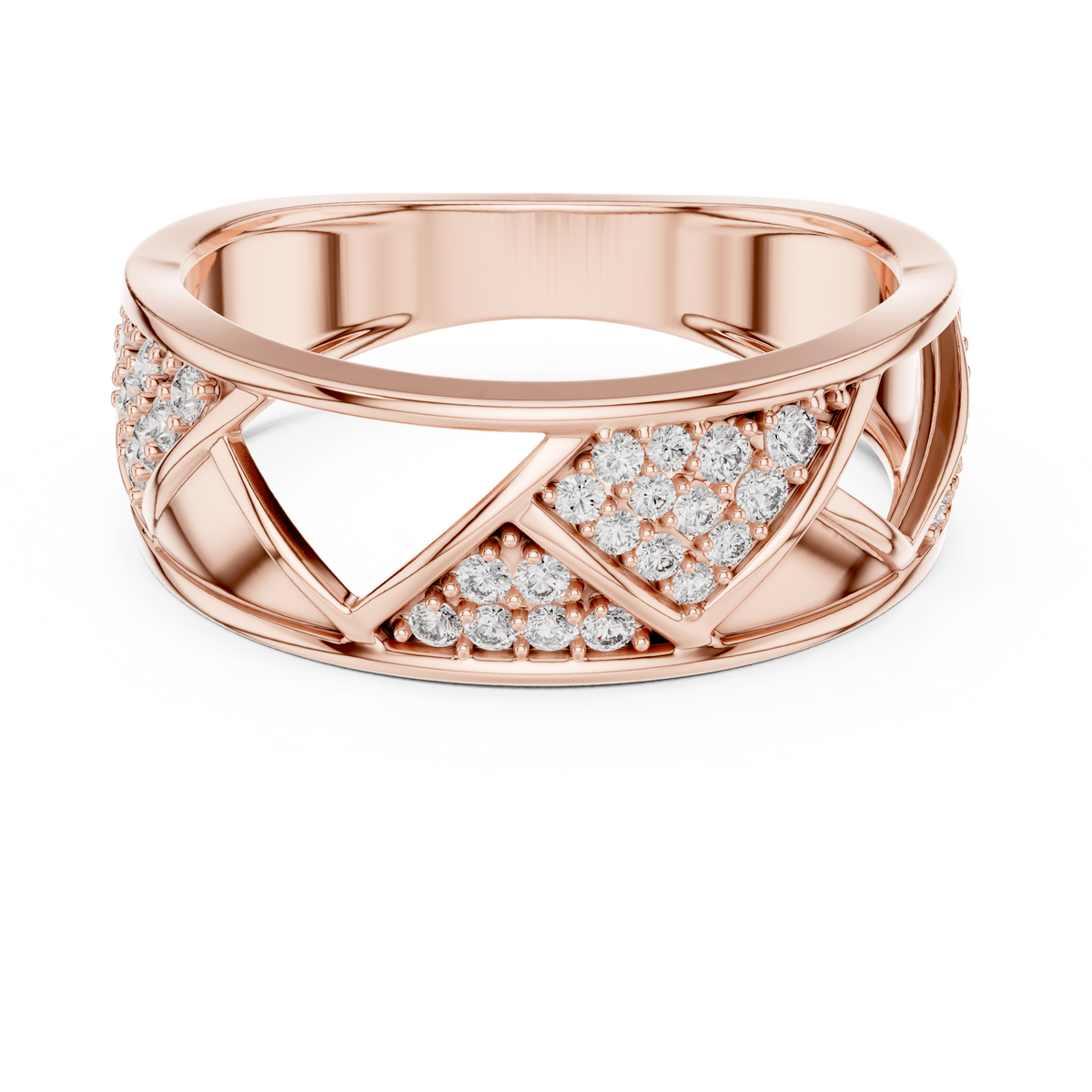 Round Cut Lab Grown Diamond Men's Triangular Pave Pattern Statement Ring - View 2