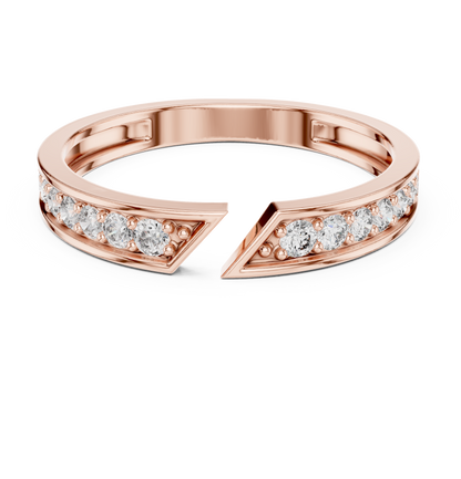 Round Cut Open Chevron Lab Diamond Stackable Wedding Band - View 2