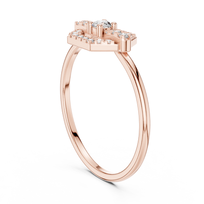 Hexagon Shape Pave Setting Round Lab Diamond Statement Engagement Ring - View 11