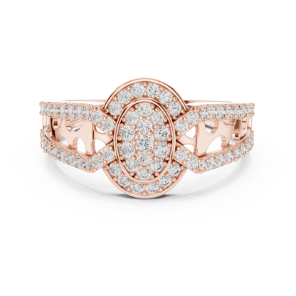 Round Cut Moissanite Diamond Cluster Split Shank Ring - View 2