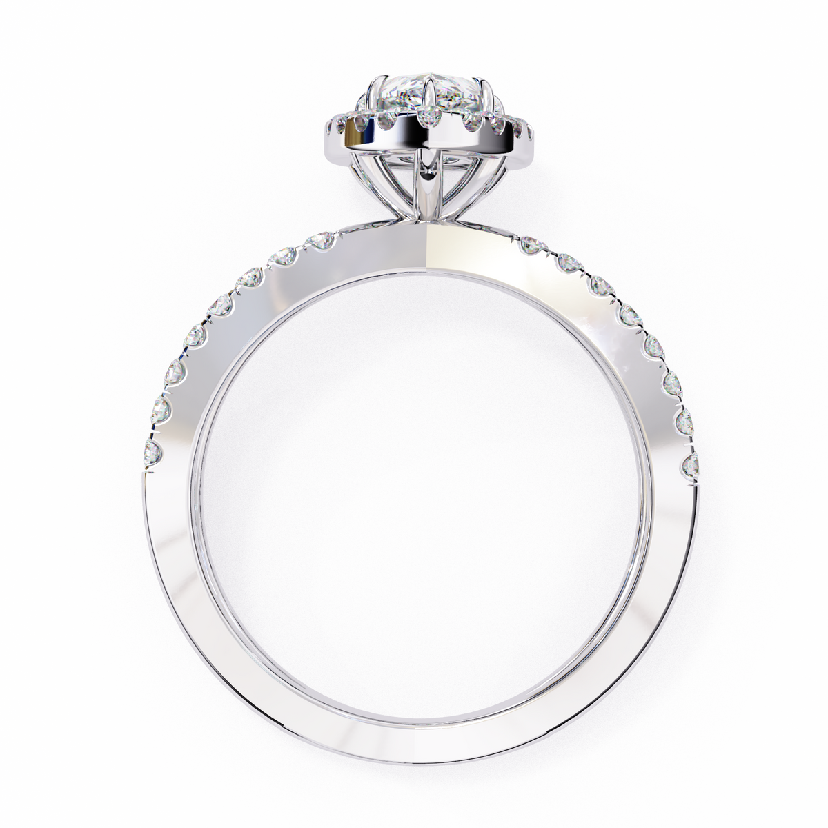 Split Shank Pear Halo Lab Diamond Ring - View 10