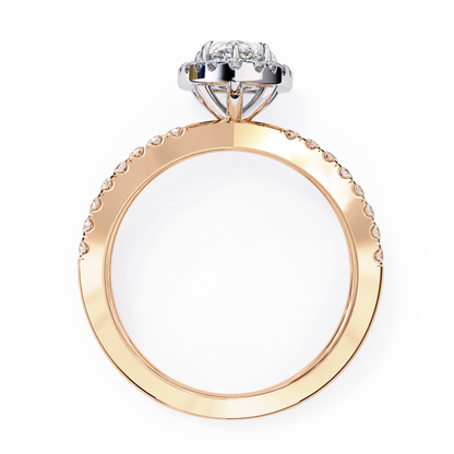 Split Shank Pear Halo Lab Diamond Ring - View 9