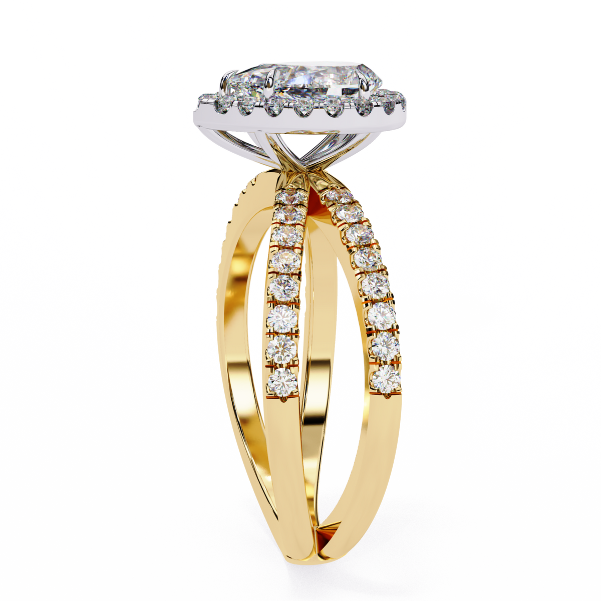 Split Shank Pear Halo Lab Diamond Ring - View 5