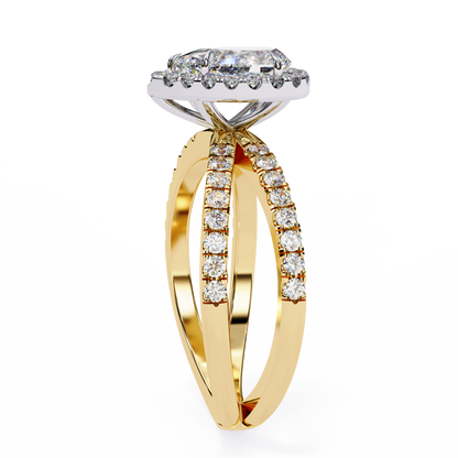 Split Shank Pear Halo Lab Diamond Ring - View 5