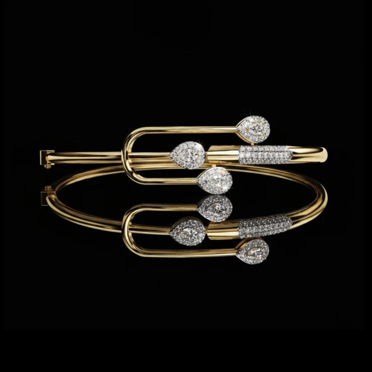 pear lab diamond open cuff bypass bangle bracelet