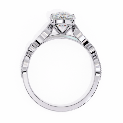 Vintage Pear Cut Moissanite Diamond Engagement Ring Marquise Shape Band - View 7