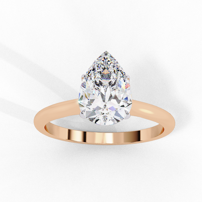 Pear Cut Lab Diamond Solitaire Wedding Ring - View 9