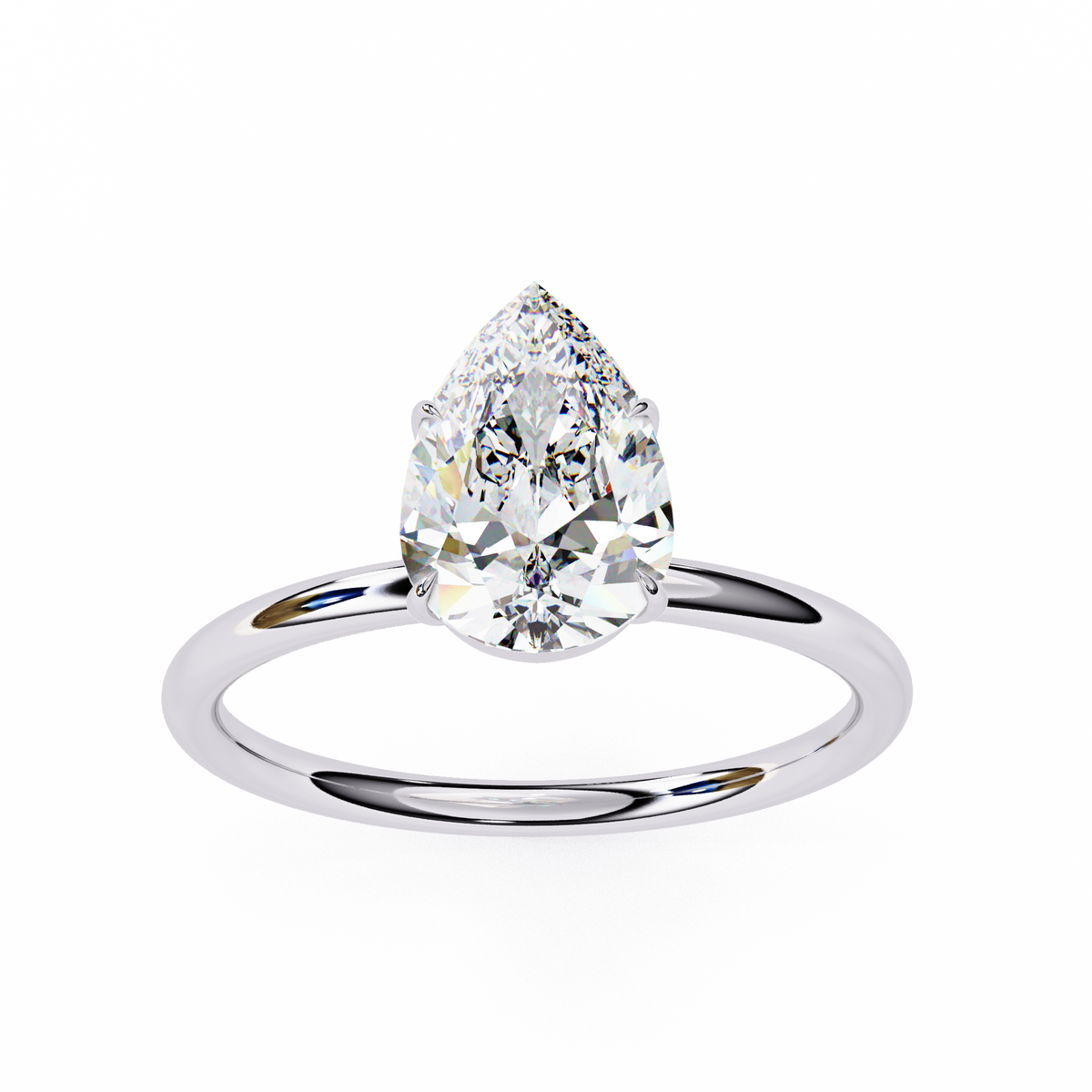 classic pear lab diamond solitaire engagement ring - view 3