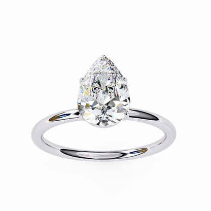 Classic Pear Lab Diamond Solitaire Engagement Ring - View 3