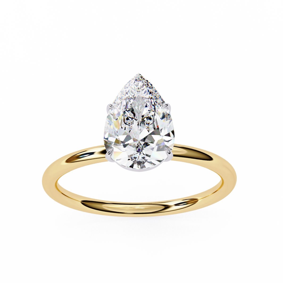 classic pear lab diamond solitaire engagement ring - view 2
