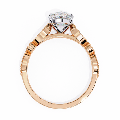 Vintage Pear Cut Moissanite Diamond Engagement Ring Marquise Shape Band - View 6