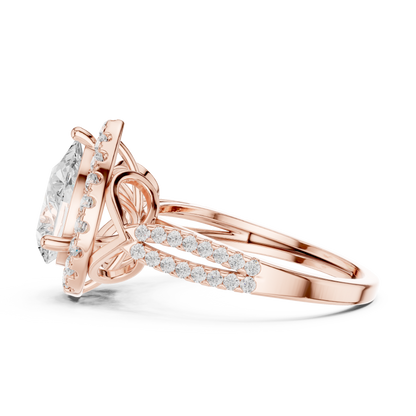 Pear Cut Lab Diamond Split Shank Engagement Ring - View 8