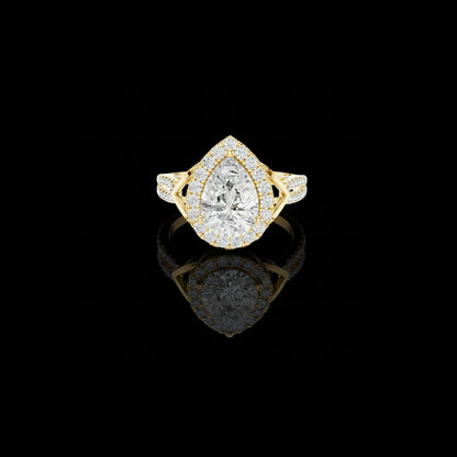 Pear Cut Lab Diamond Split Shank Engagement Ring