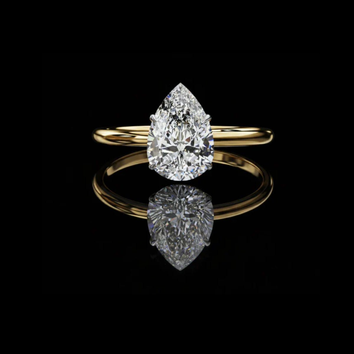 classic pear lab diamond solitaire engagement ring