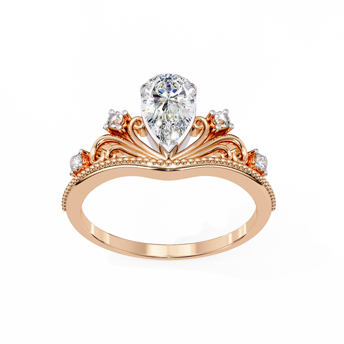 vintage pear cut lab diamond wedding ring for women - view 6