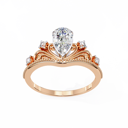 Vintage Pear Cut Lab Diamond Wedding Ring For Women - View 6