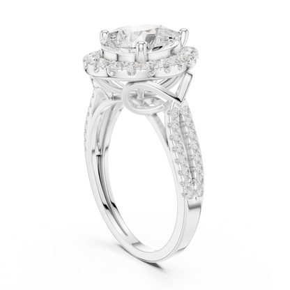 Pear Cut Lab Diamond Split Shank Engagement Ring - View 12
