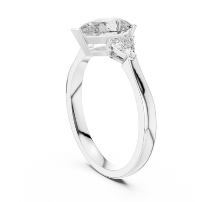 Pear Lab Diamond Three Stone Ring With Side Trillions - View 5