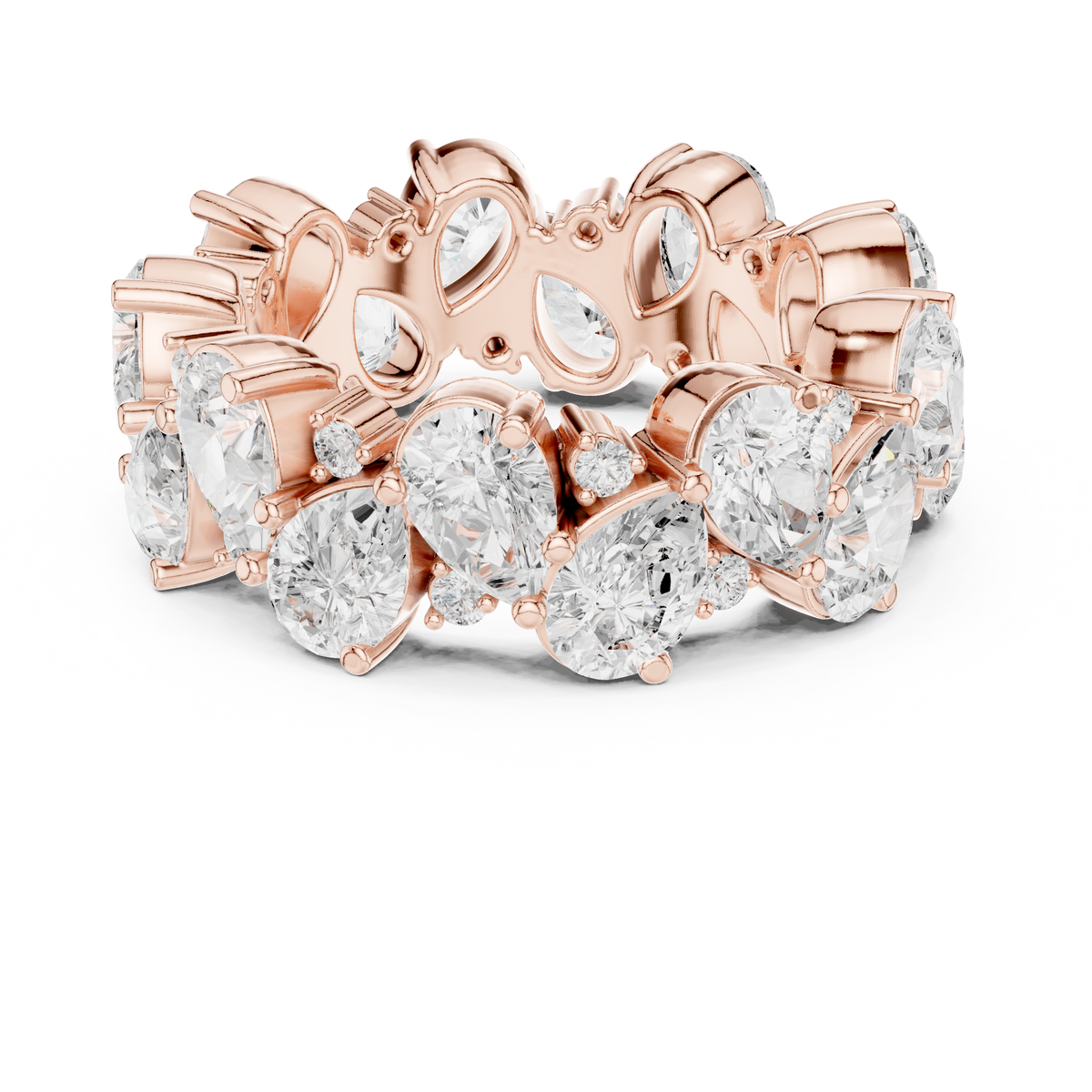 Pear and Round Cut Moissanite Diamond Anniversary Band Ring - View 8