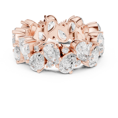 Pear and Round Cut Moissanite Diamond Anniversary Band Ring - View 8