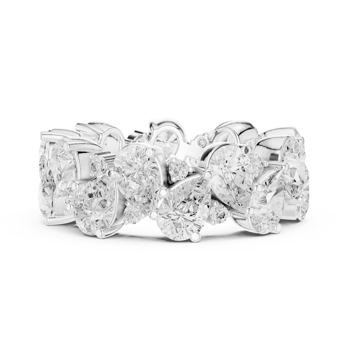 Pear and Round Cut Moissanite Diamond Anniversary Band Ring - View 3