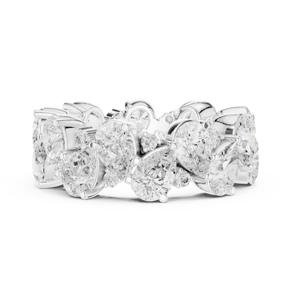 Pear and Round Cut Moissanite Diamond Anniversary Band Ring - View 3