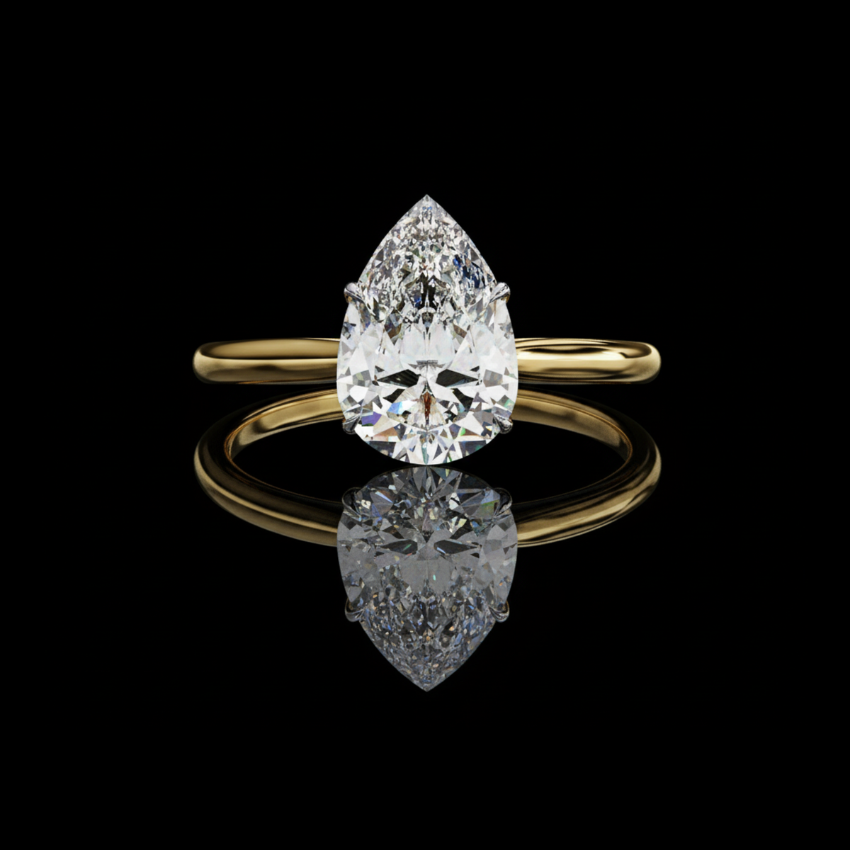 Pear Cut Lab Diamond Solitaire Wedding Ring