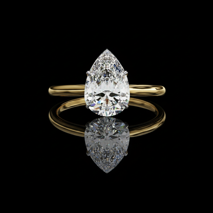 Pear Cut Lab Diamond Solitaire Wedding Ring