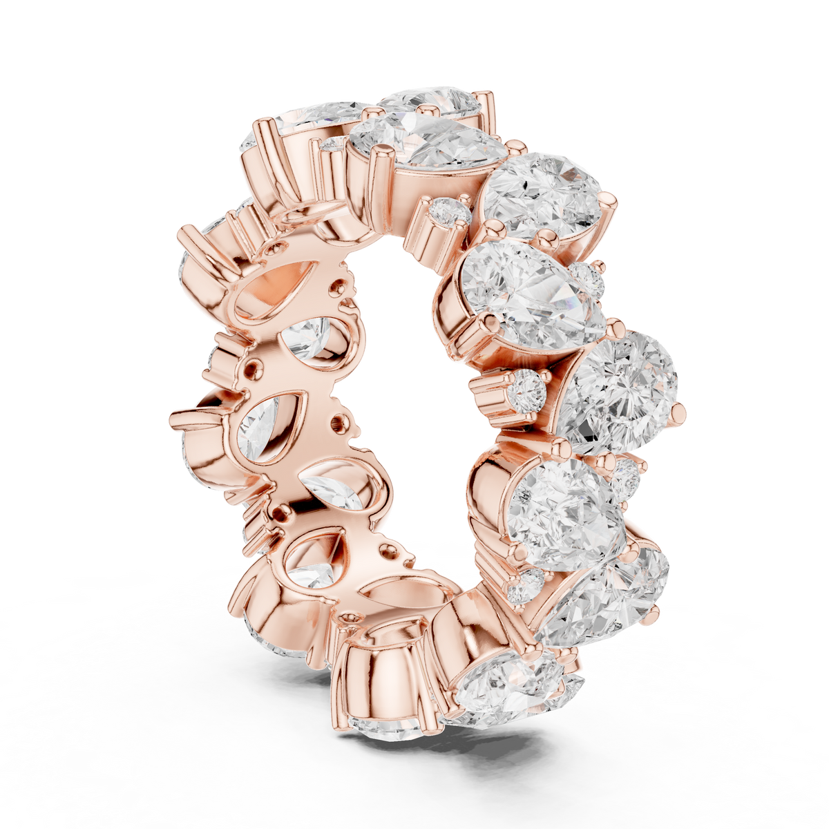 pear and round cut moissanite diamond anniversary band ring - view 11