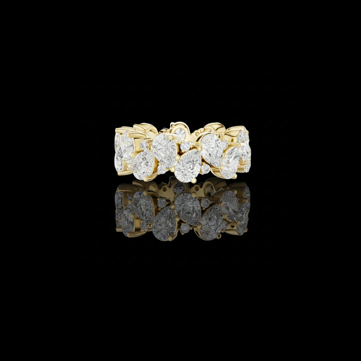 pear and round cut moissanite diamond anniversary band ring
