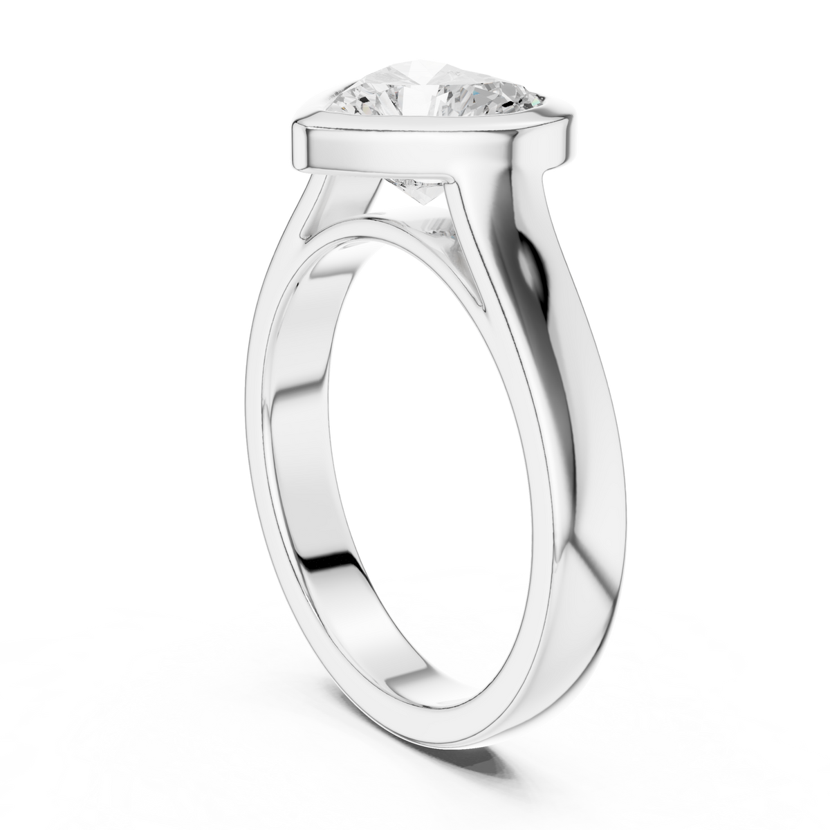 heart cut solitaire cathedral lab diamond ring - view 9