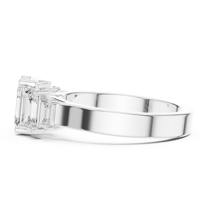 Five Stone Emerald Cut Lab Diamond Anniversary Ring - View 9