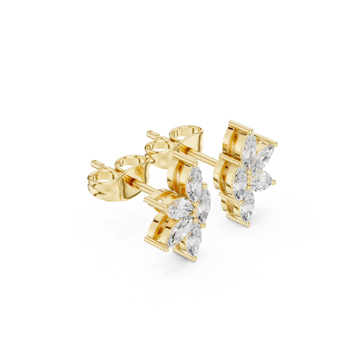 floral blossom moissanite diamond marquise cut starburst cluster studs earring - view 6