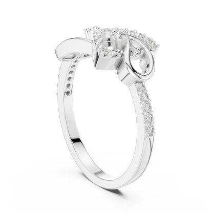 Open Trillion Shape Pave Lab Diamond Wedding Ring - View 9