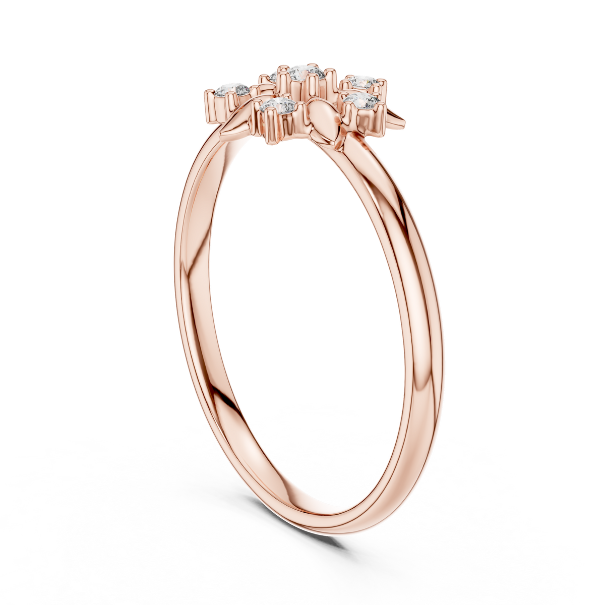 round lab diamond floral cluster delicate ring - view 2