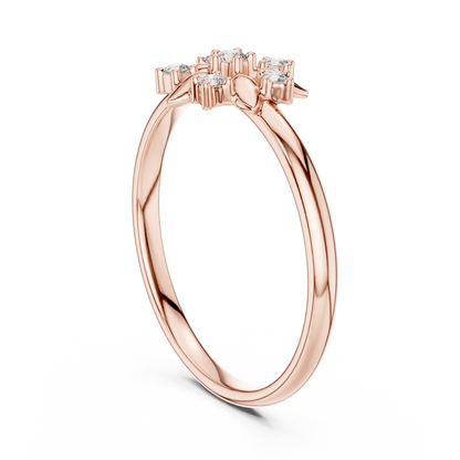 Round Lab Diamond Floral Cluster Delicate Ring - View 2