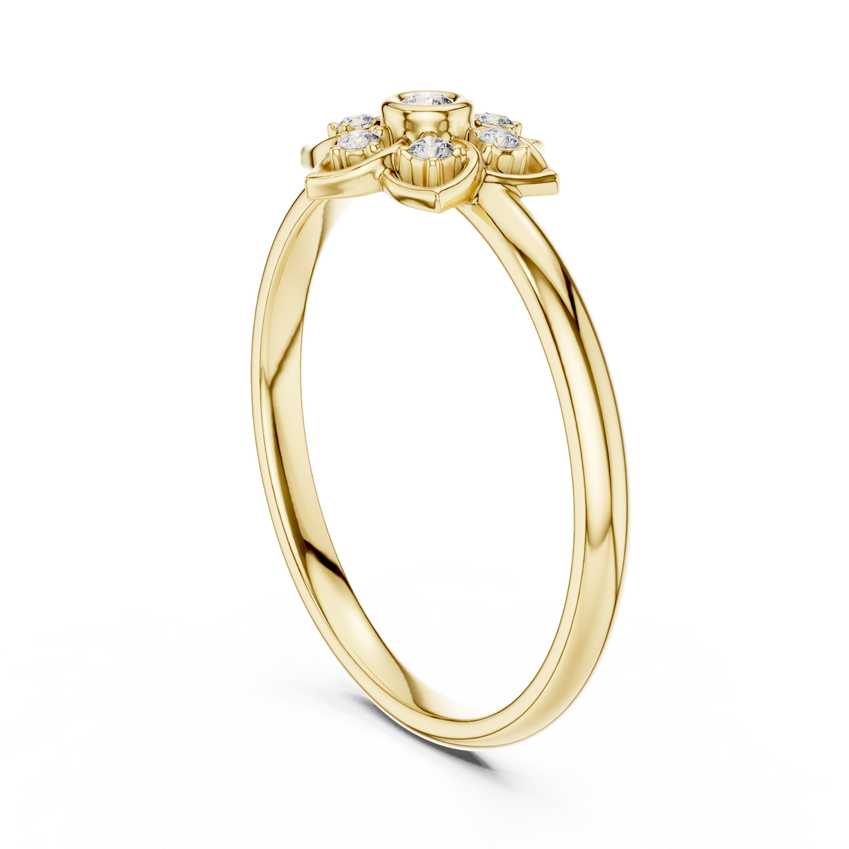 round cut lab diamond floral cluster split shank ring - view 10