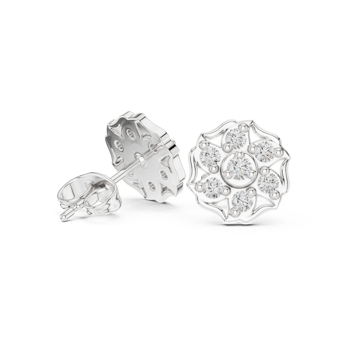 infinity twist round brilliant cut lab diamond stud earrings interlocking loop - view 6