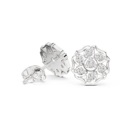 Infinity Twist Round Brilliant Cut Lab Diamond Stud Earrings Interlocking Loop - View 6
