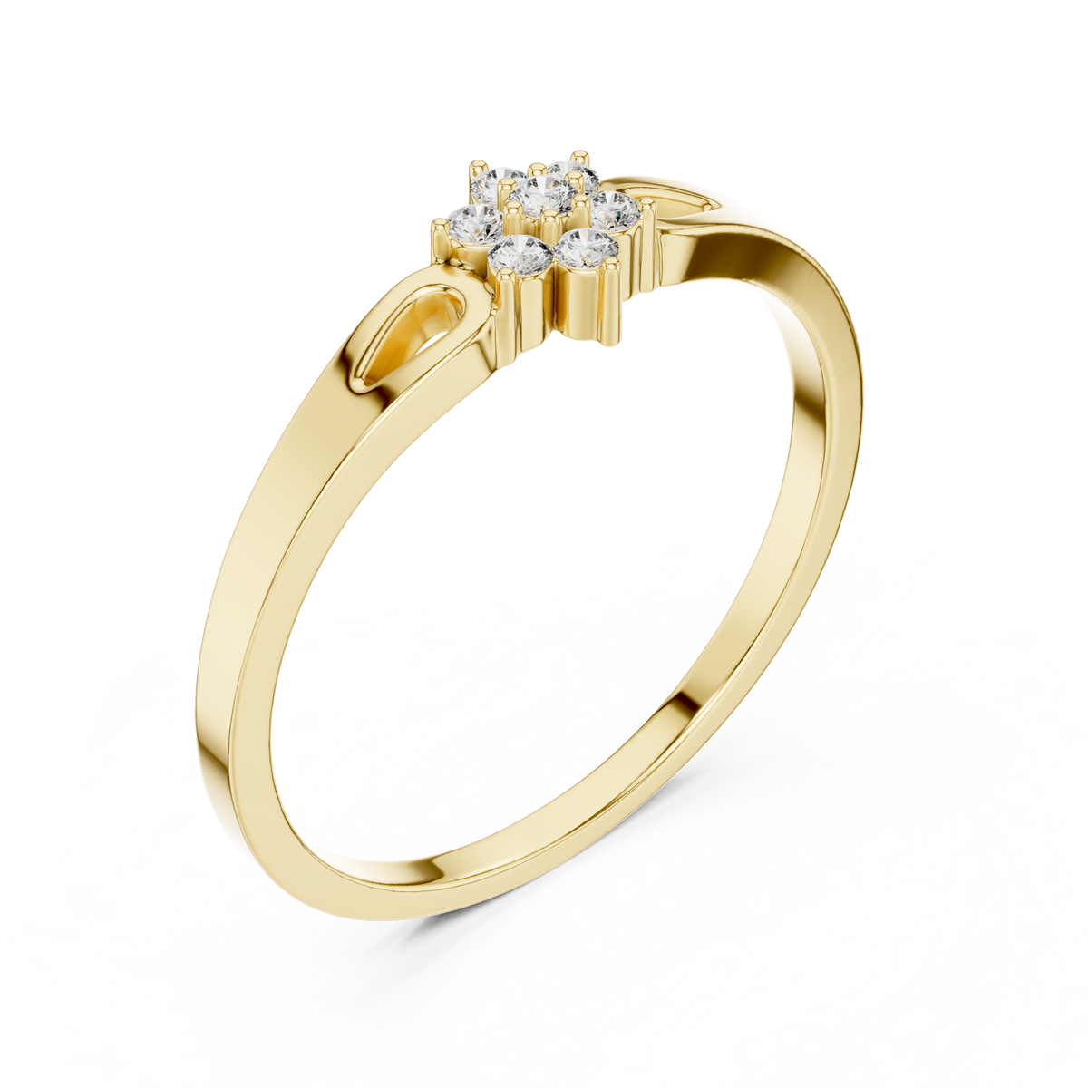 round cut lab diamond cluster ring open shoulder ring - view 2