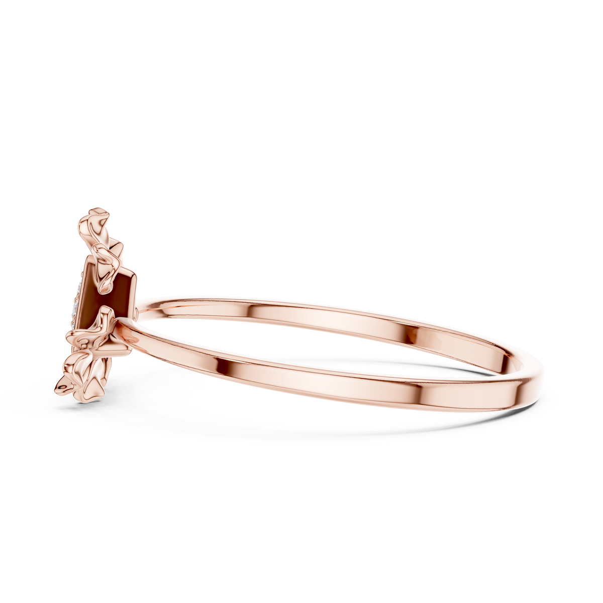 Trillion Shape Round Cut Lab Diamond Floral Statement Ring - View 9