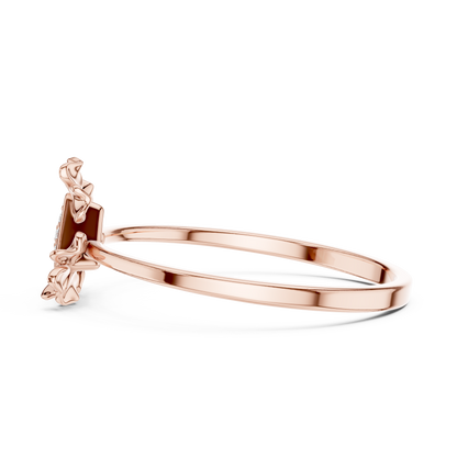 Trillion Shape Round Cut Lab Diamond Floral Statement Ring - View 9
