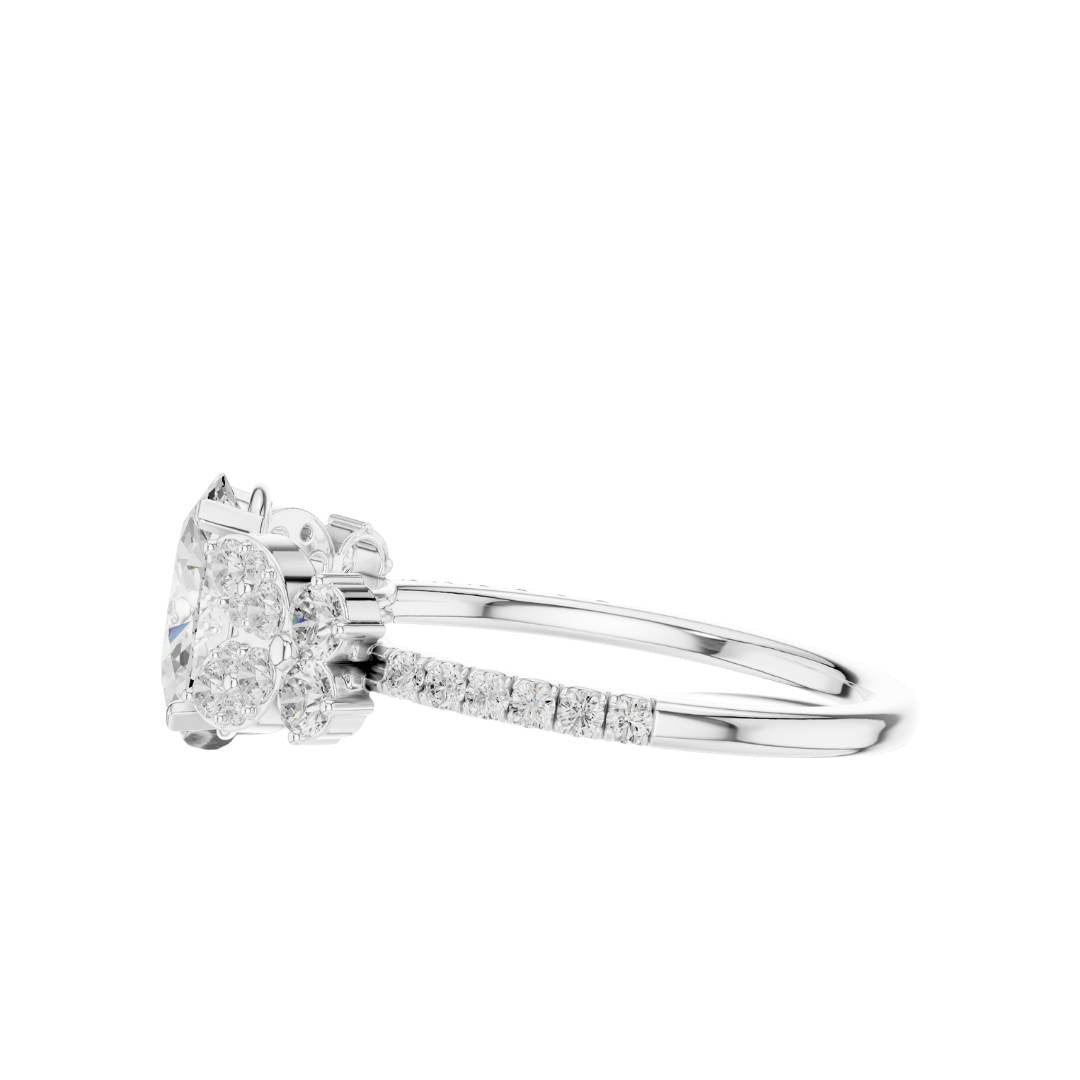 oval lab diamond cluster setting engagement ring - view 9