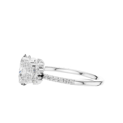 Oval Lab Diamond Cluster Setting Engagement Ring - View 9