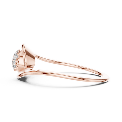 Round Lab Diamond Cluster Abstract Swirl Statement Ring - View 9