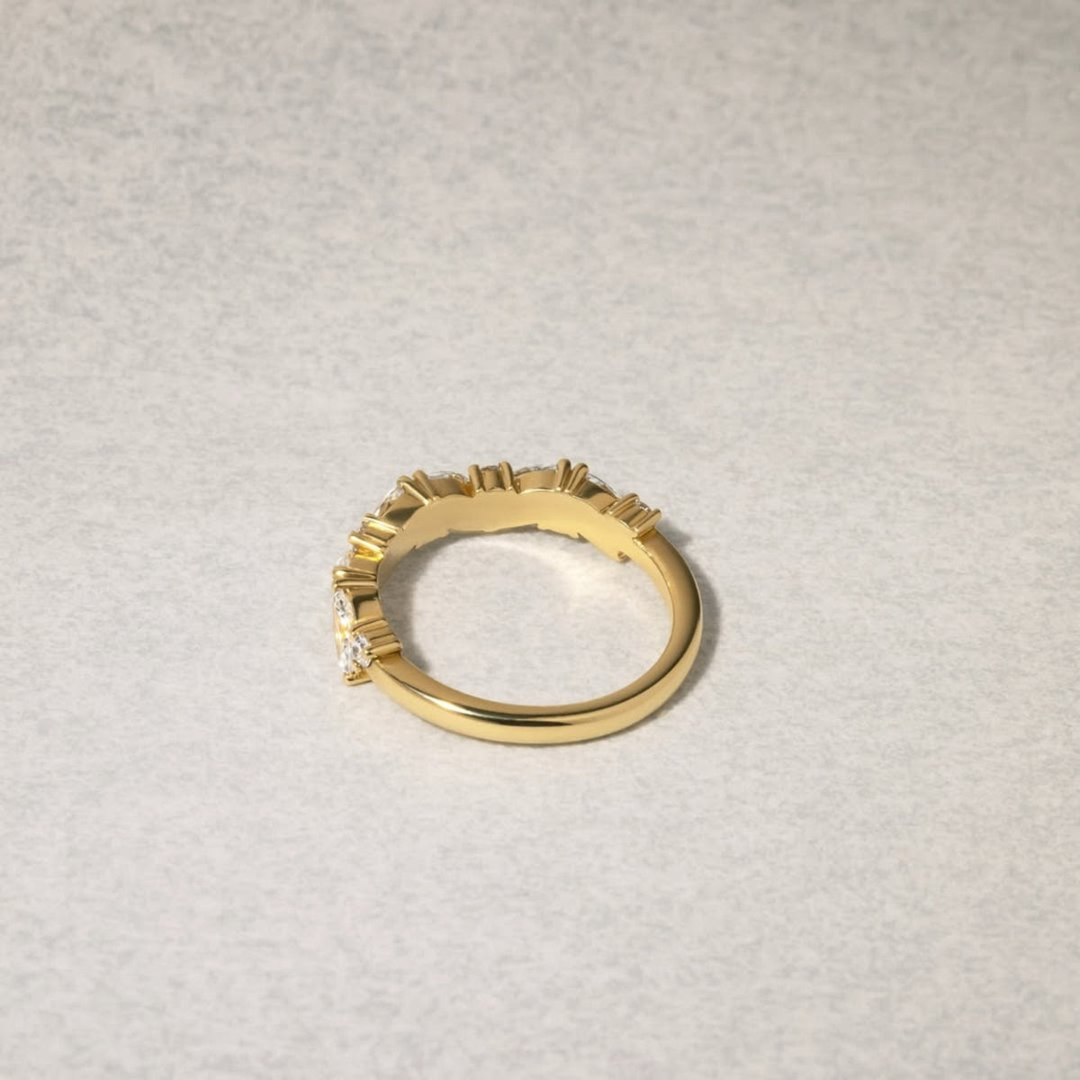 marquise and round moissanite diamond half eternity band - view 3