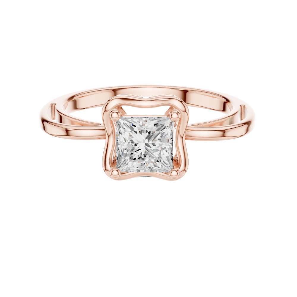 princess cut lab diamond solitaire ring split shoulder setting - view 2
