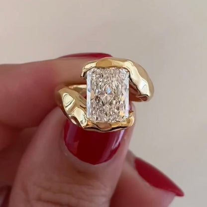 Radiant Cut Lab Diamond Wrap Solitaire Ring