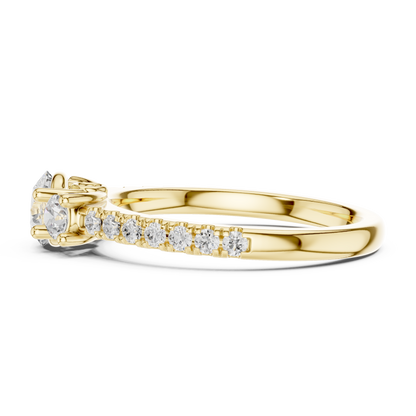 Pave Setting Round Cut Lab Diamond Engagement Ring - View 8